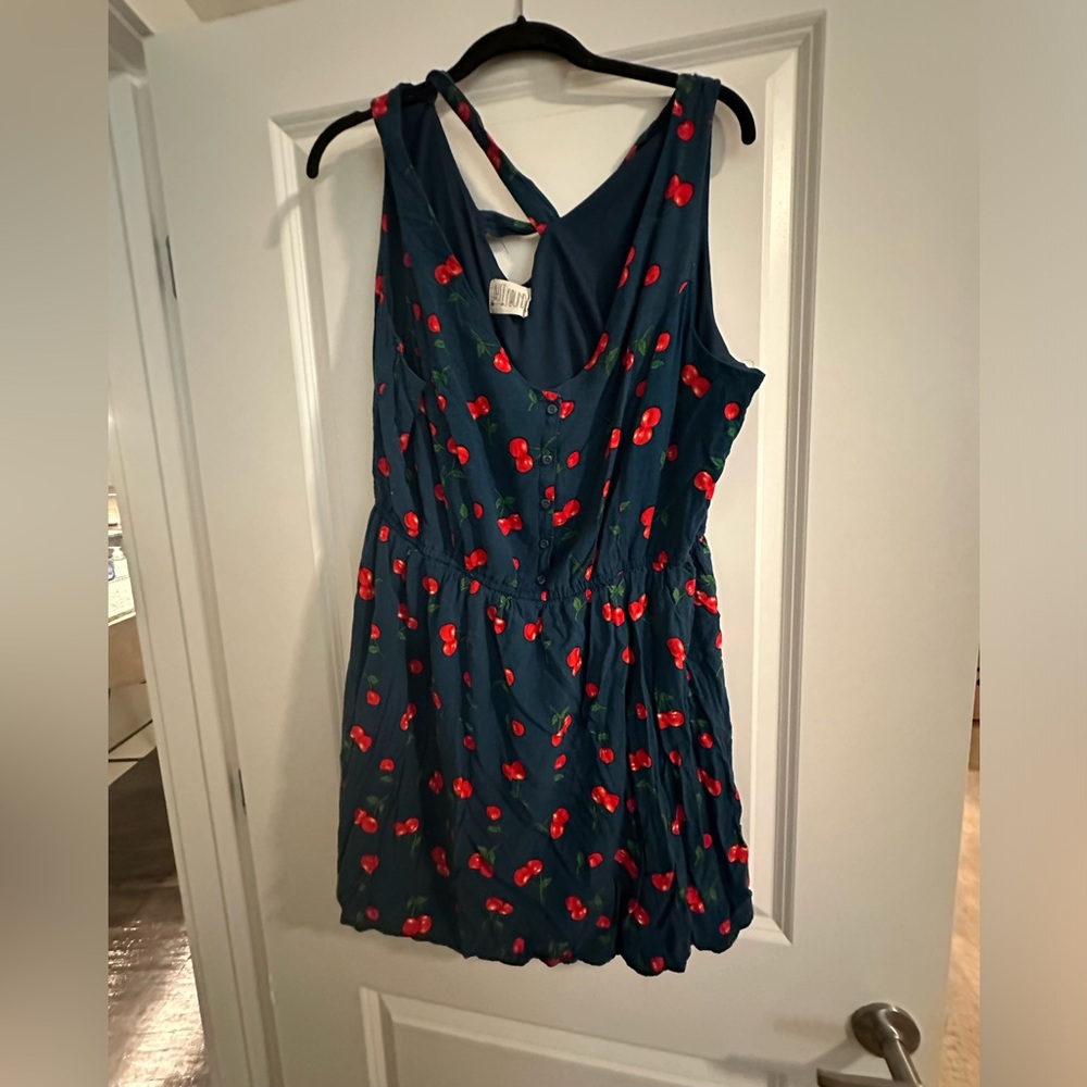 Retro plus size vintage cherry dress, sexy cute back design, light summer dress